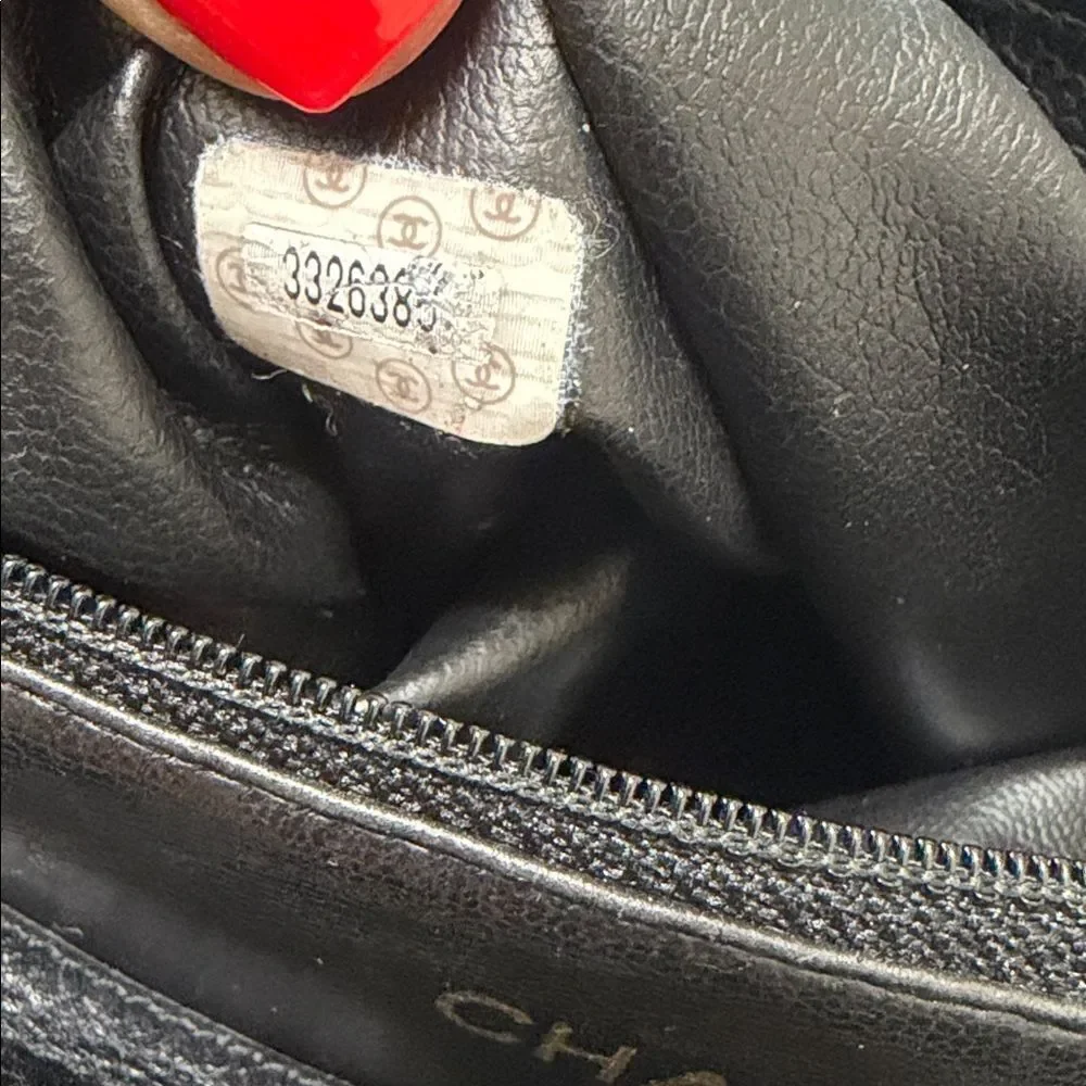 Authentic Chanel Triple CC Black/Gold Caviar Leather Chanel Shoulder Bag.